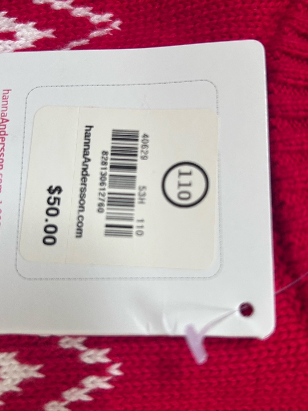Hanna Andersson Red Crewneck Sweater with White Fair Isle NWT